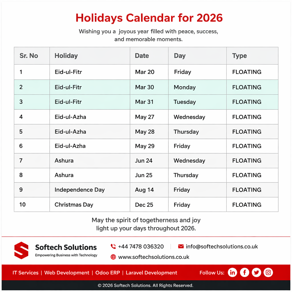 Holidays in Pakistan 2026
